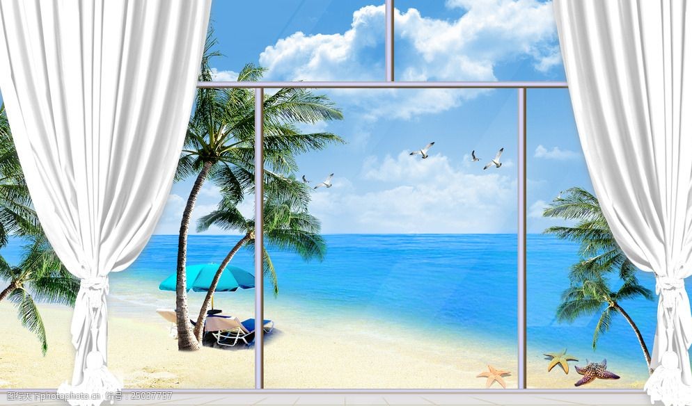 窗户海景图片