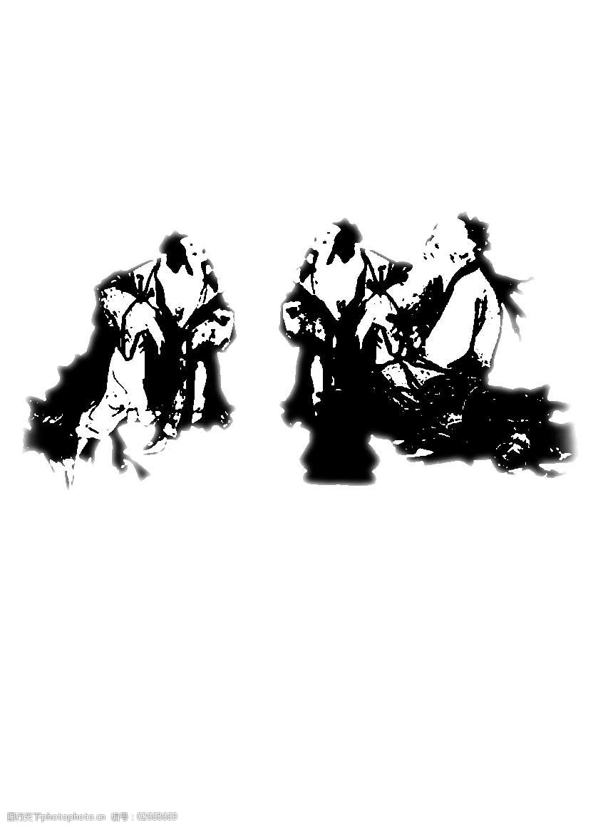 古代人物水墨画psd源文件素材