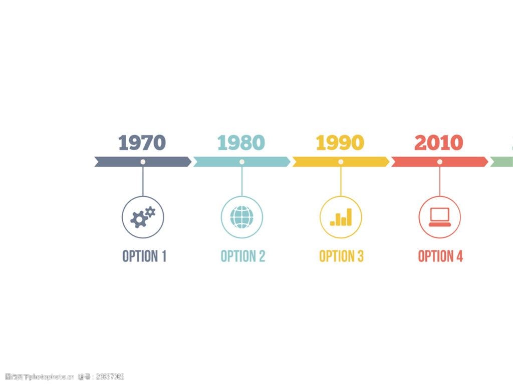 淡雅简约时间轴进度图表ppt模板图片-图行天下图库