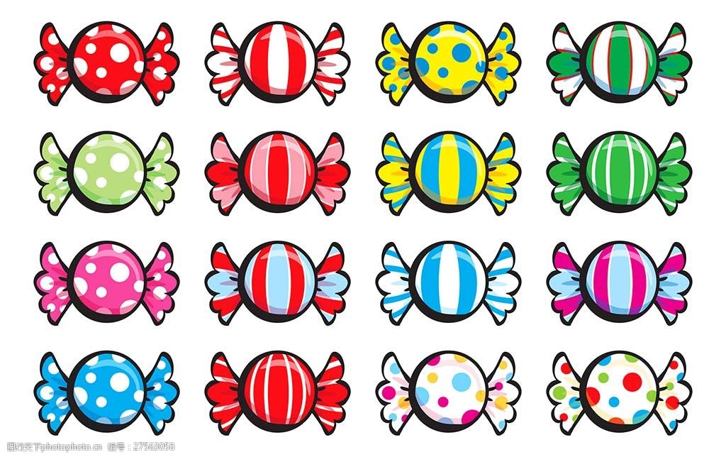 手绘彩绘糖果矢量