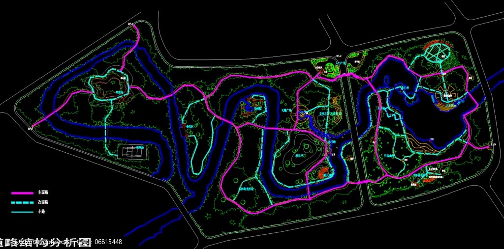 公園景觀道路結構分析圖圖片