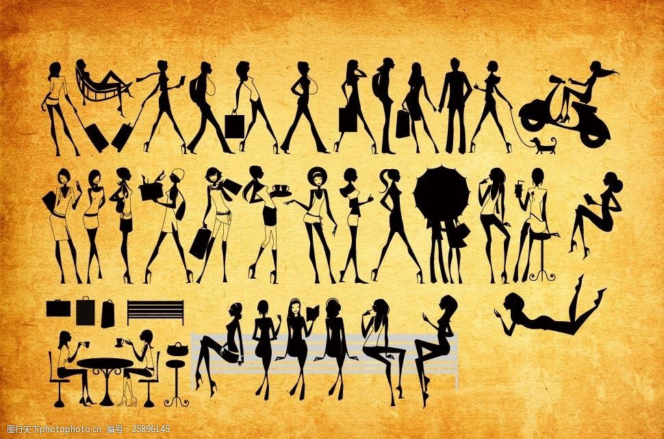 都市时尚女性剪影ps形状