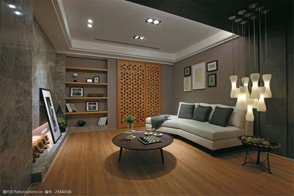 简约客厅木地板装修效果图图片-图行天下图库