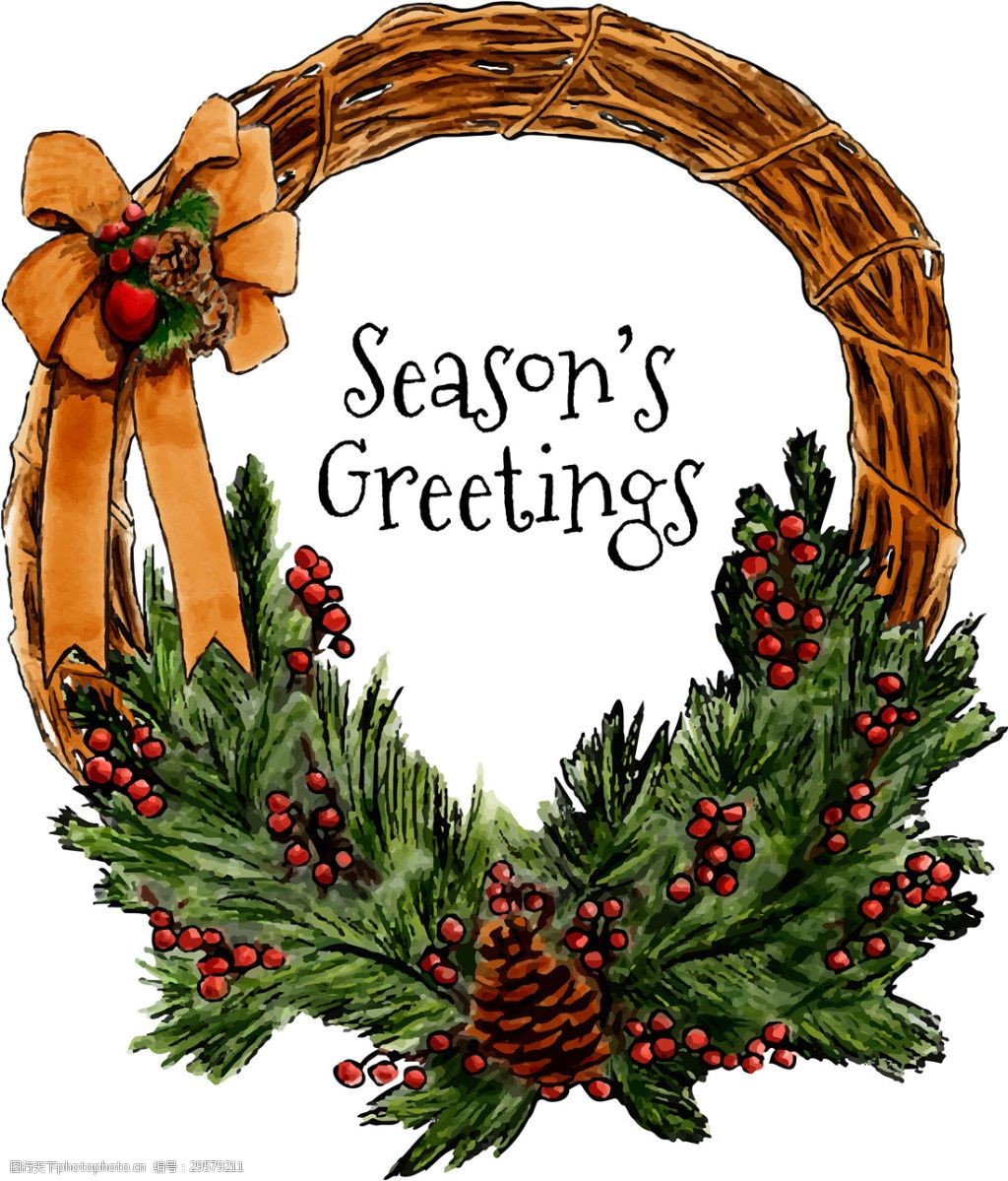手绘圣诞节花环素材