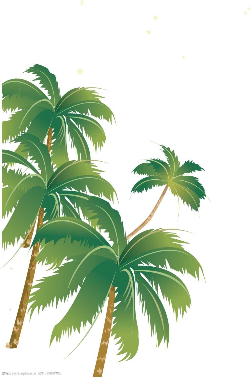 彩绘卡通椰子树png元素