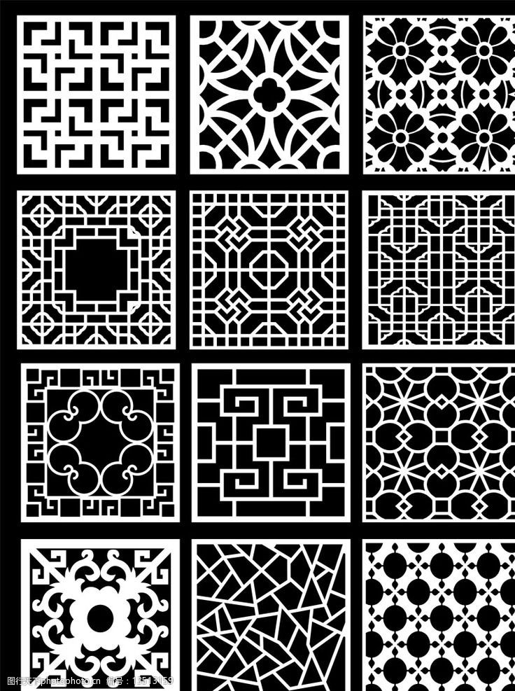 中式窗花雕花图片