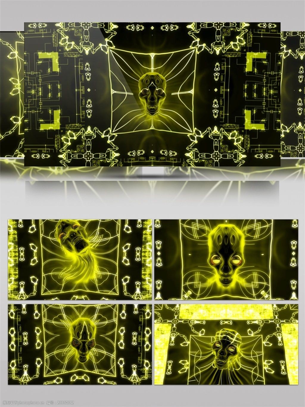 关键词:黄色潮流骷髅高清视频素材 3d视频素材 动态流光 光芒四射