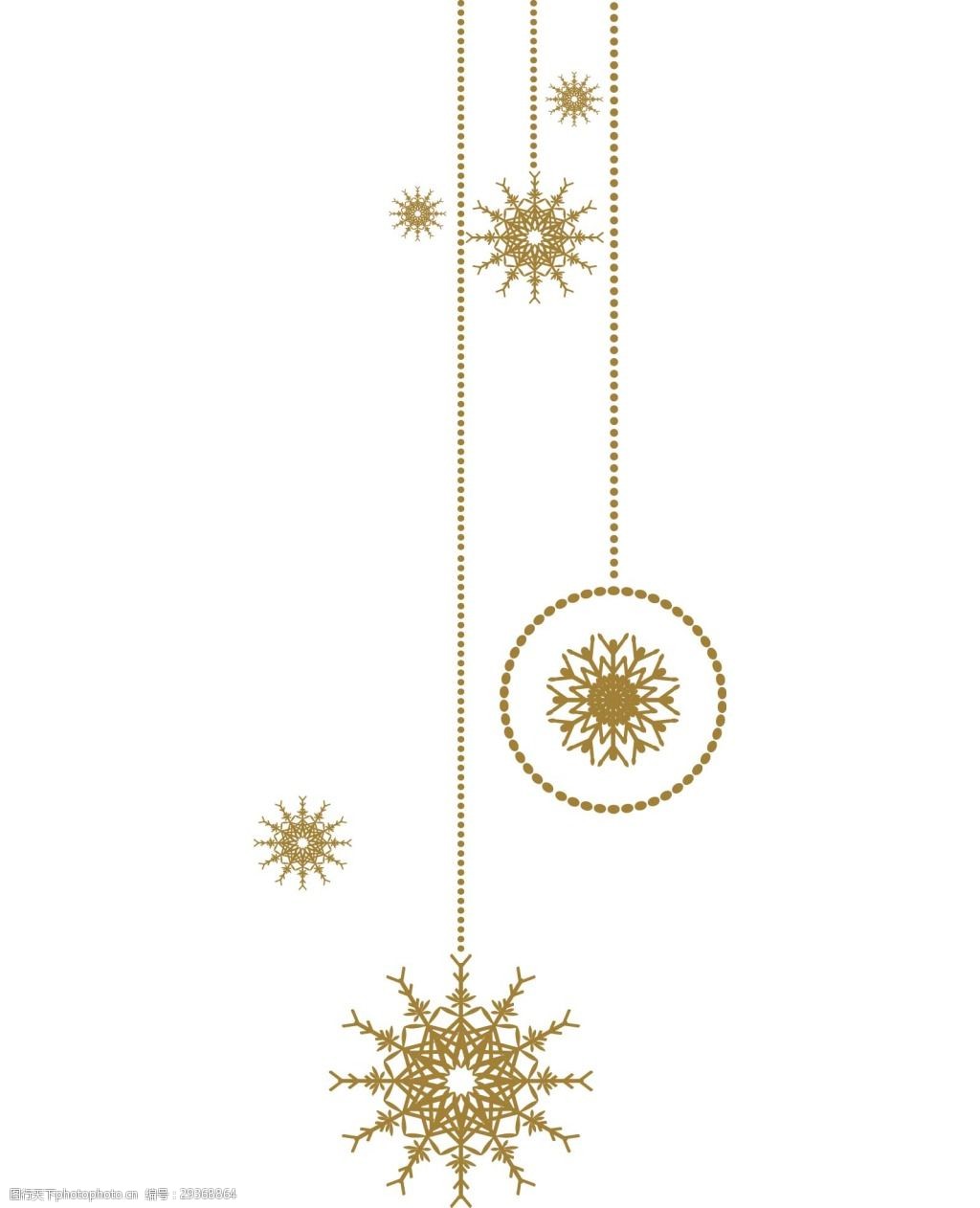 金色雪花卡通挂饰png元素