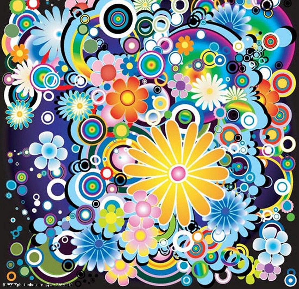 关键词:潮流缤纷花朵背景矢量素材 潮流 缤纷 花朵 艳丽 创意 彩色 ai