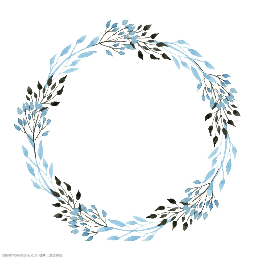 蓝黑花圈透明装饰素材