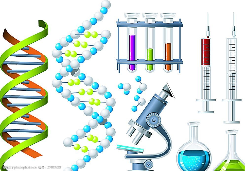 化学生物实验用具扁平化素材图片