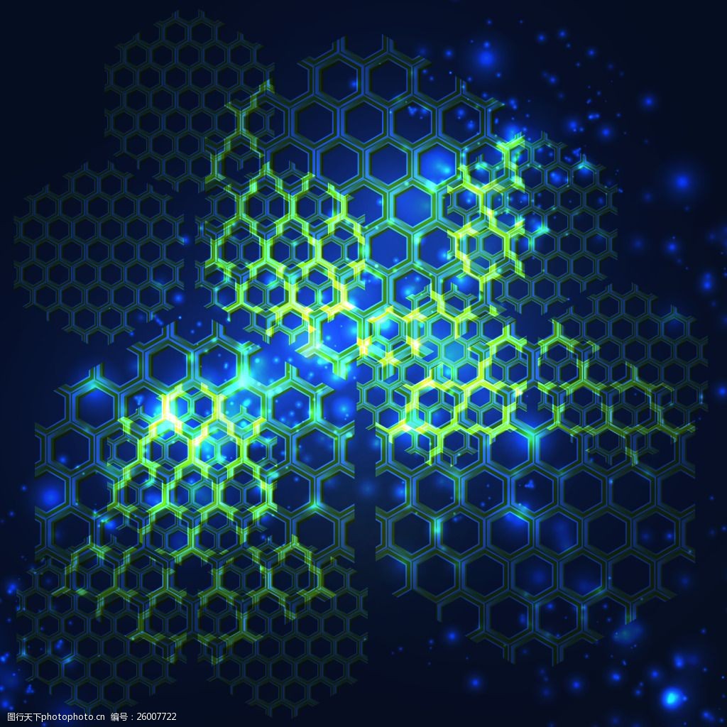 蓝光蜂窝蜂巢六边形素材