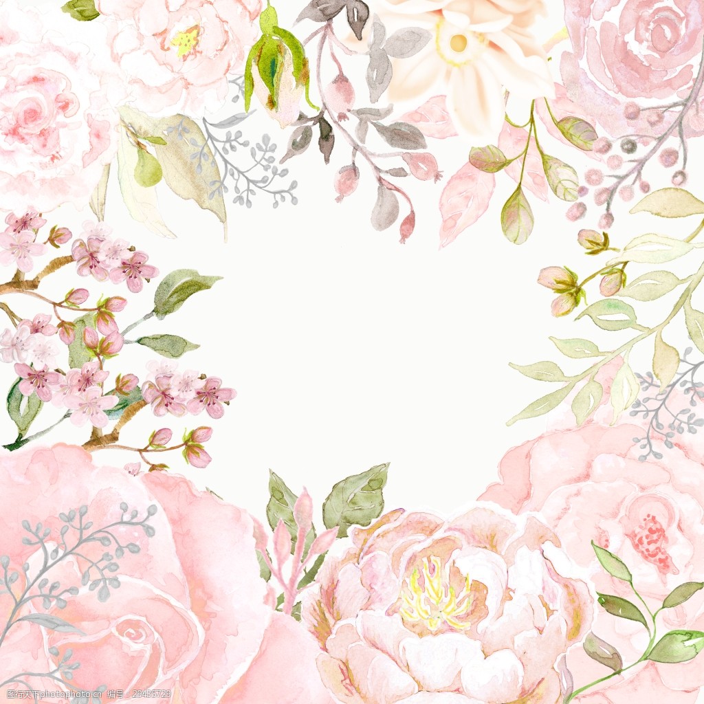 手绘花纹背景图png透明素材