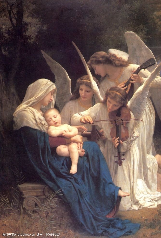 天使拉小提琴图片