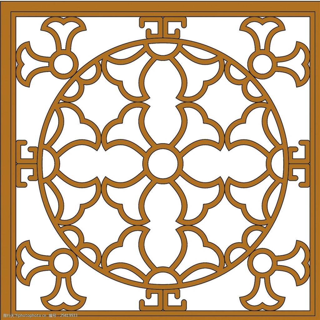 关键词:古风贵气黄褐色方形窗户装饰图案 方形窗户 黄色花纹 雅致风格