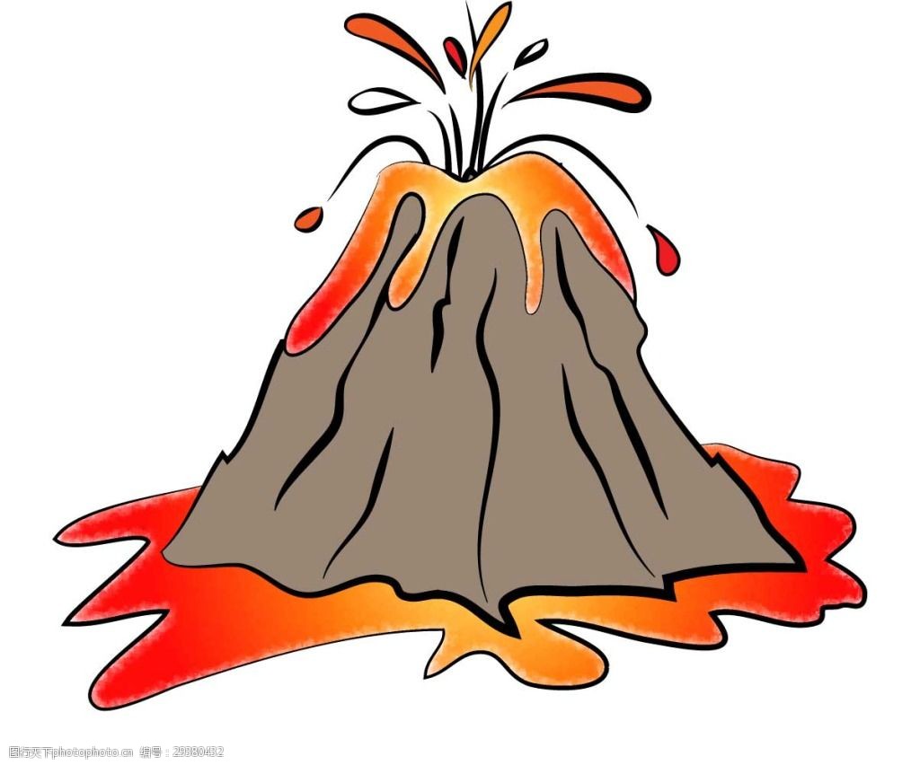 卡通喷射中火山png元素