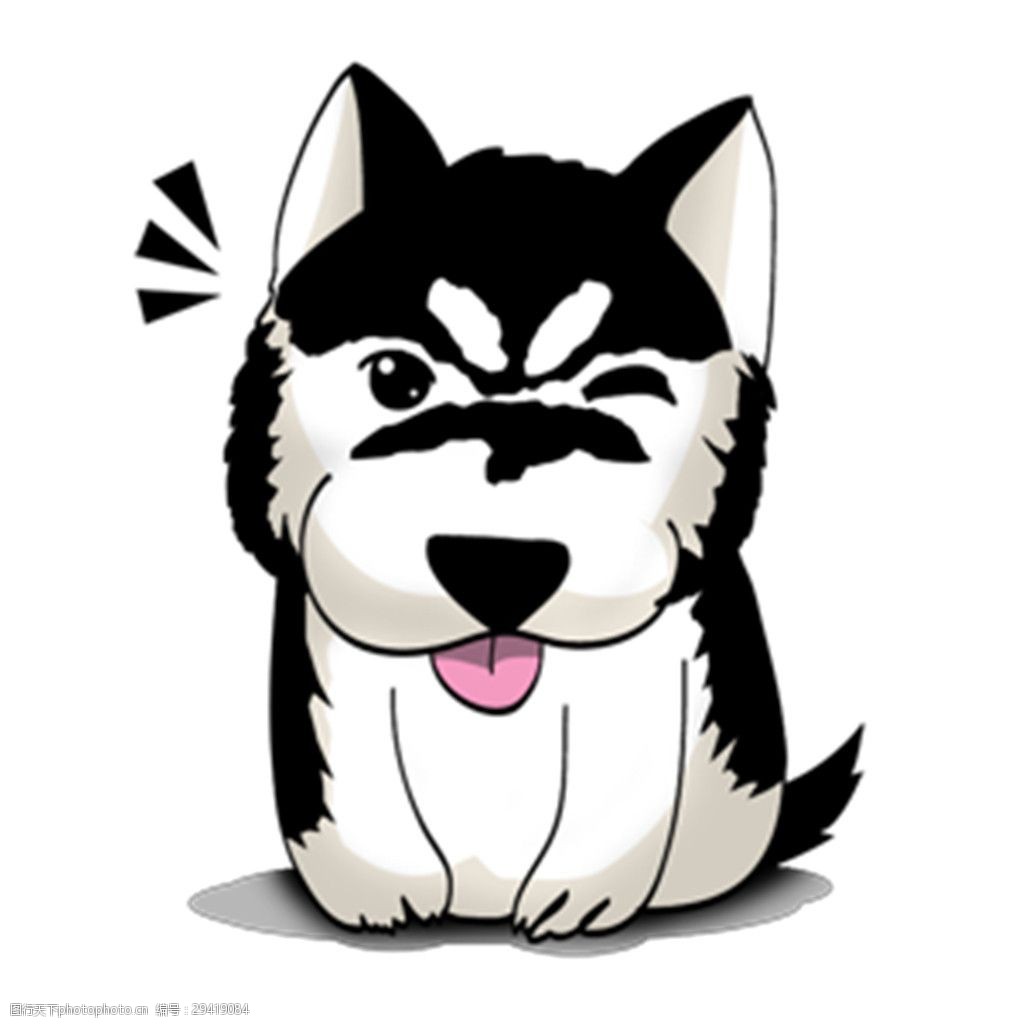 乖巧黑色小狗卡通手绘装饰元素