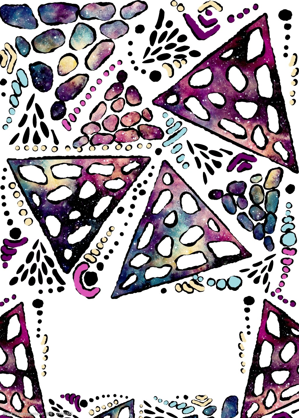 手绘几何三角形框架背景png透明素材