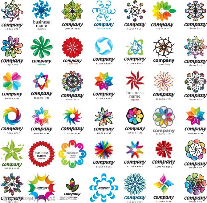 个性炫彩花形标志图片