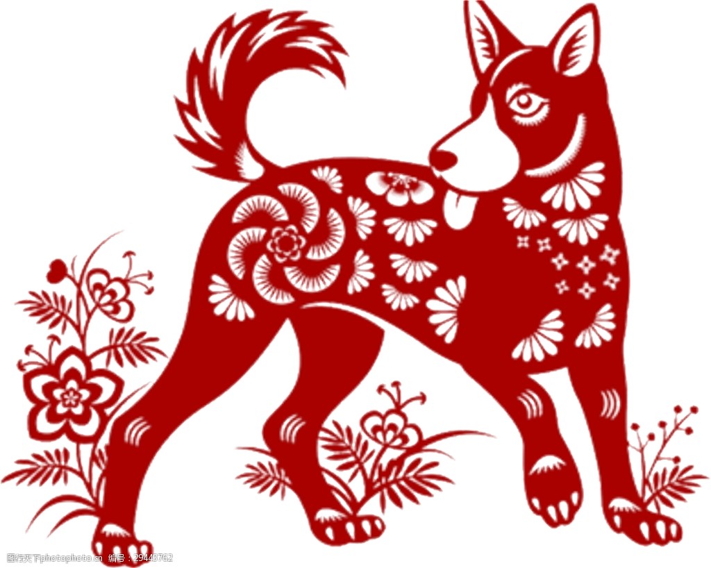 剪纸风狗年元素设计