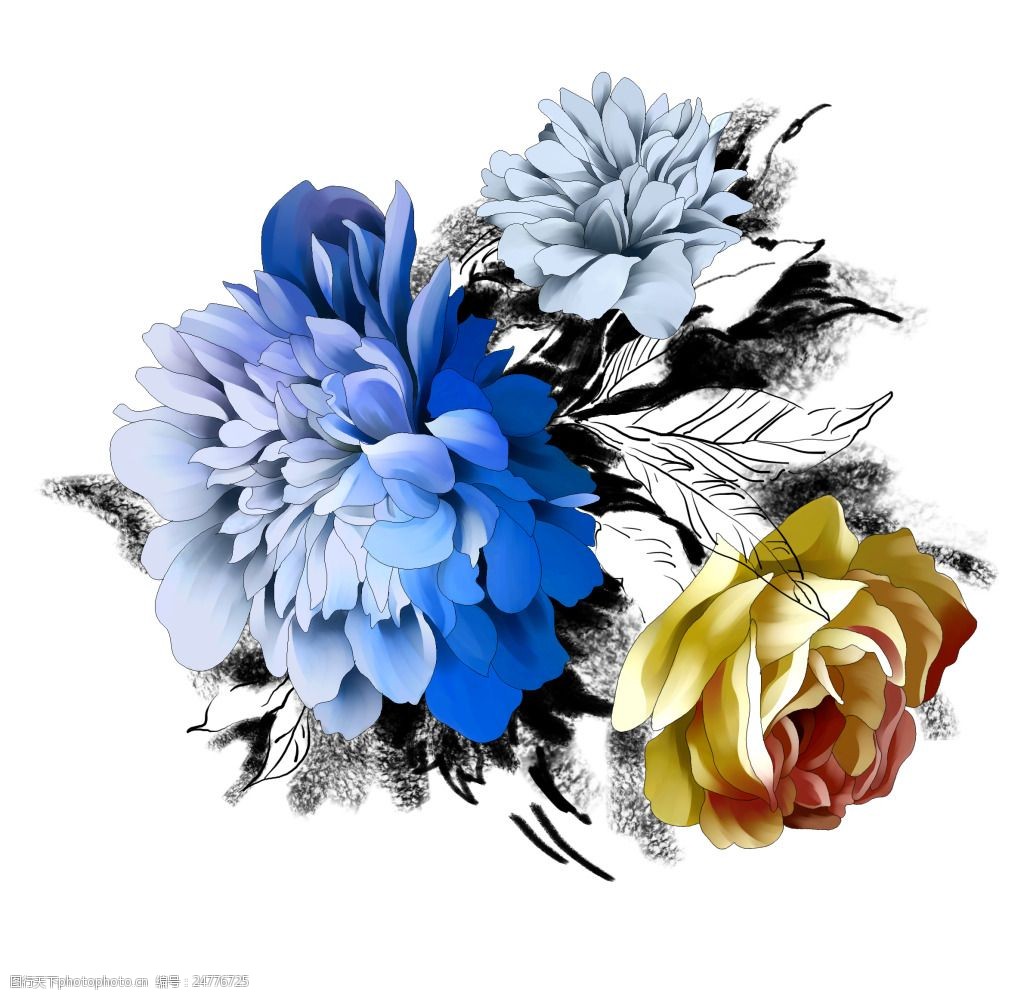 手绘花高清封面插画花水彩花