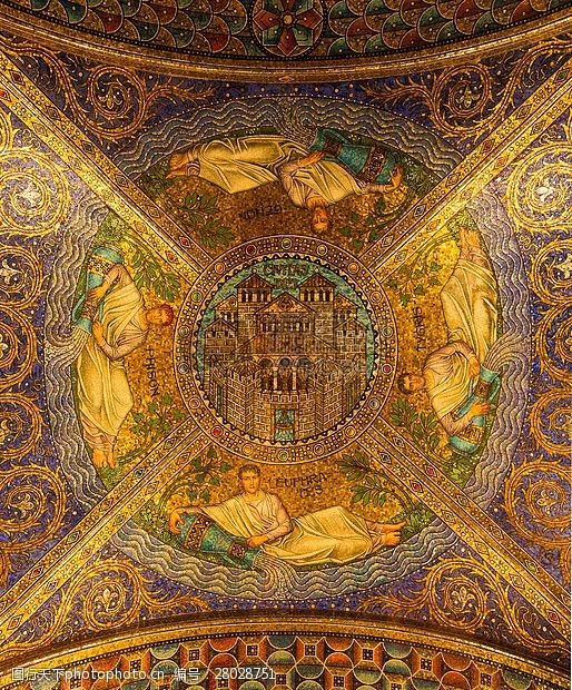 镶嵌 天花板 新拜占庭 历史 艺术 工匠 建设 结构 教堂黄色 金色 图案