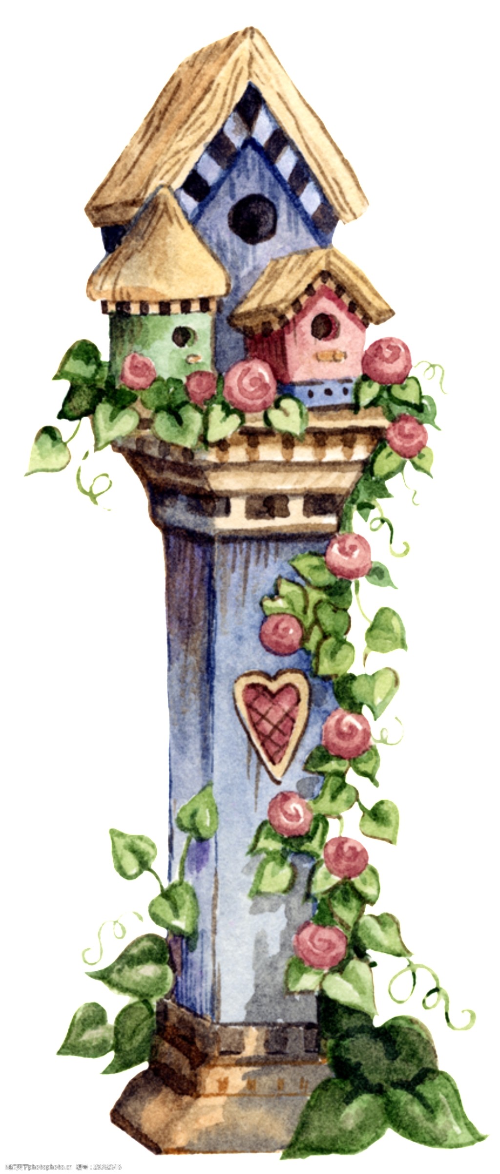 彩绘童话花朵城堡图案
