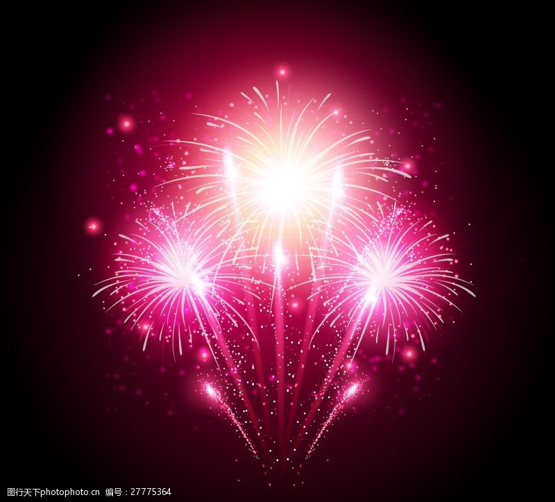 粉色璀璨烟花矢量素材