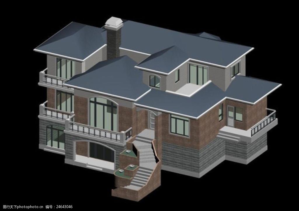max独栋豪华别墅3d模型设计