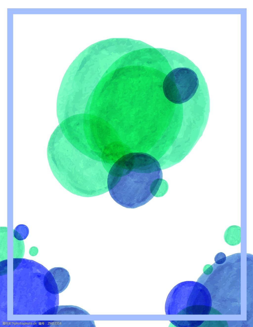 关键词:矢量蓝绿色清新水彩手绘背景 背景 边框 简约 蓝绿色 墨点
