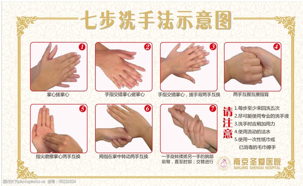 南京圣爱医院七步洗手法图片