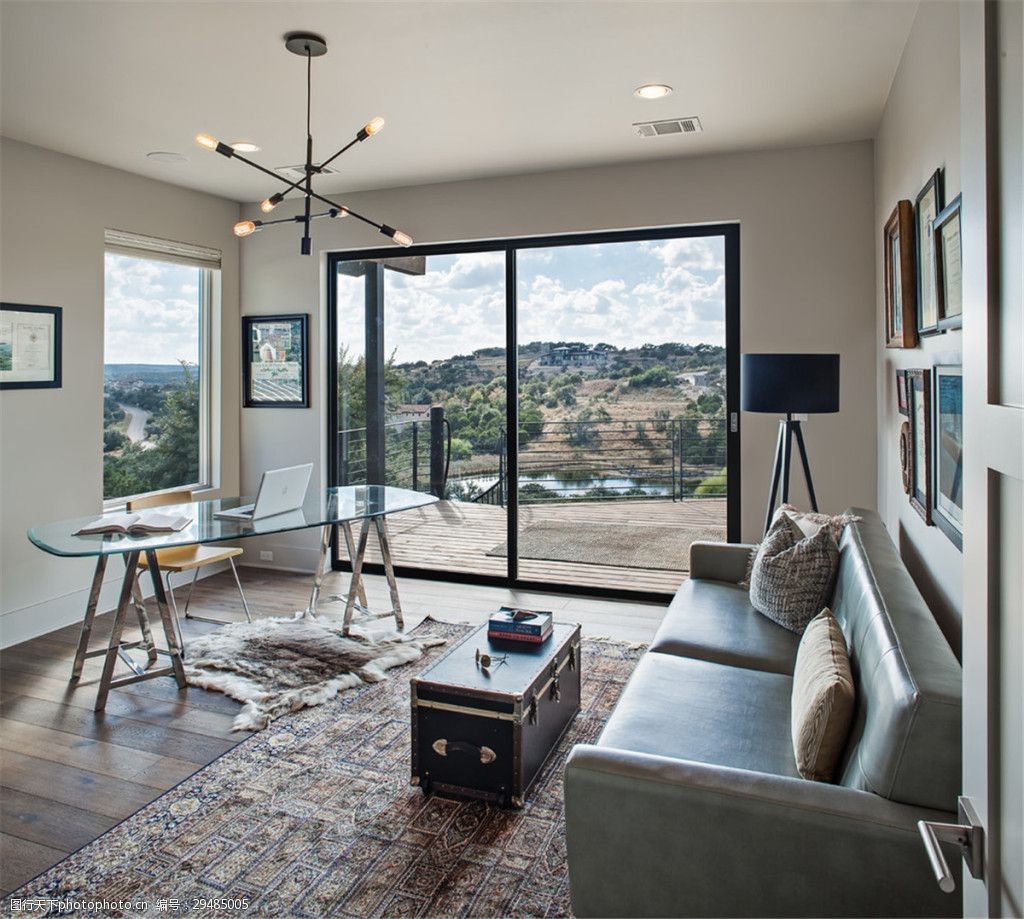 现代别墅书房玻璃门设计效果图