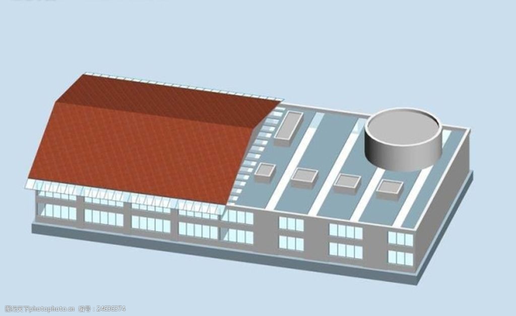 max簡約風格廠房公共建築3d模型素材