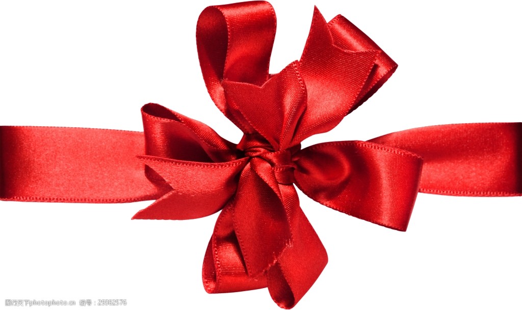 一个大红丝带结透明装饰素材