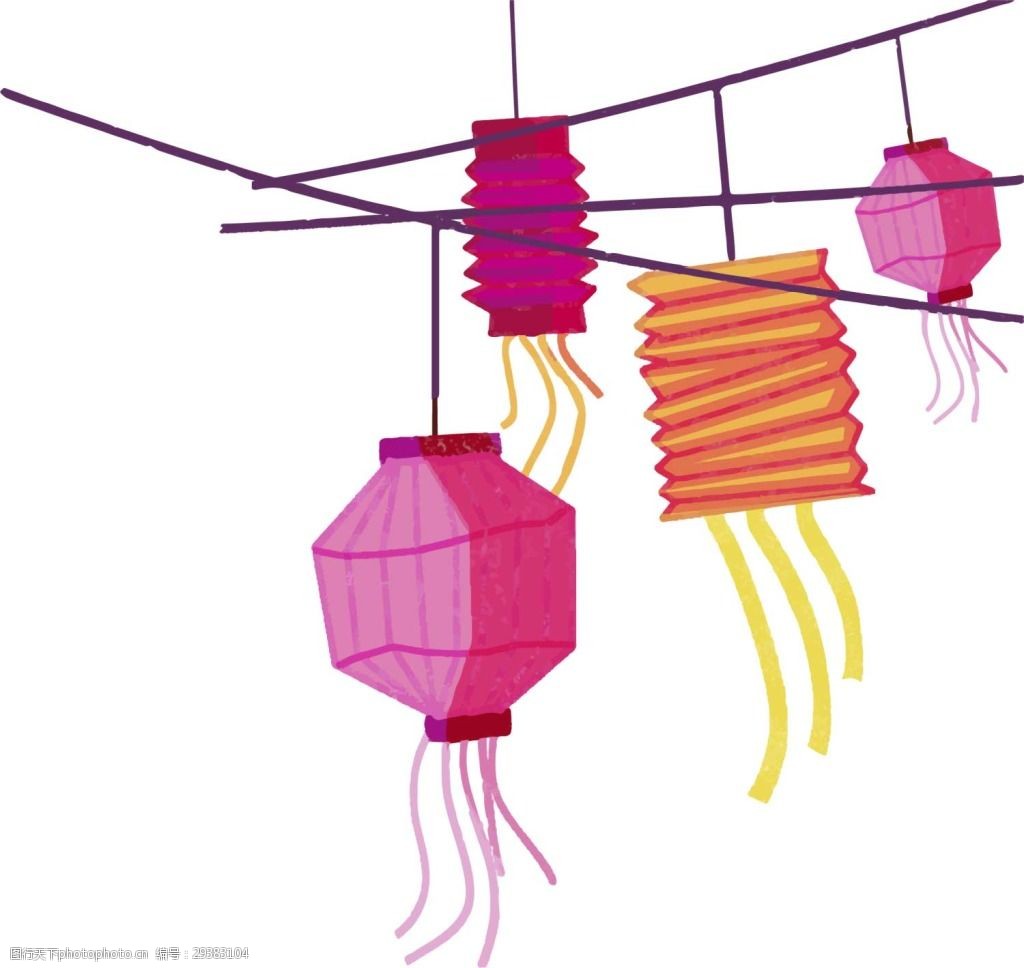 卡通手绘灯笼插画元素