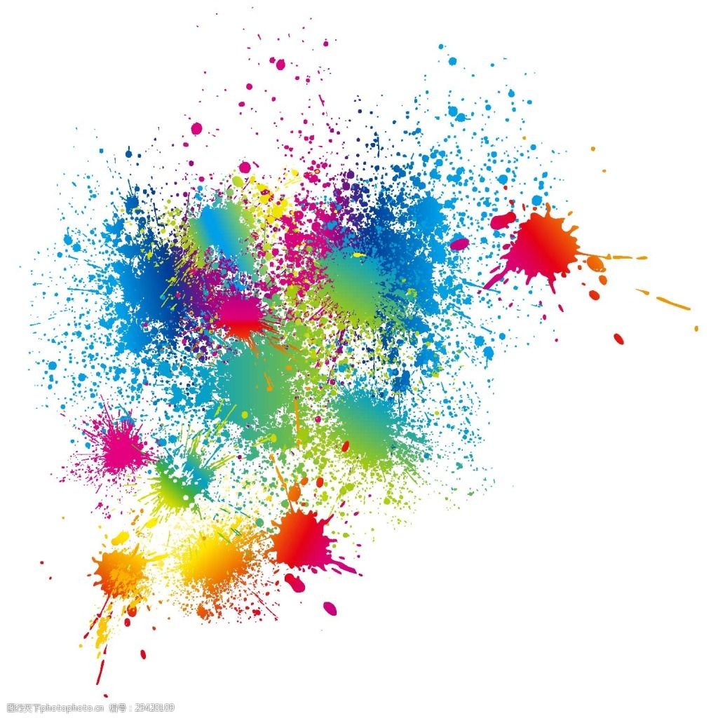 创意彩色水彩斑点png元素