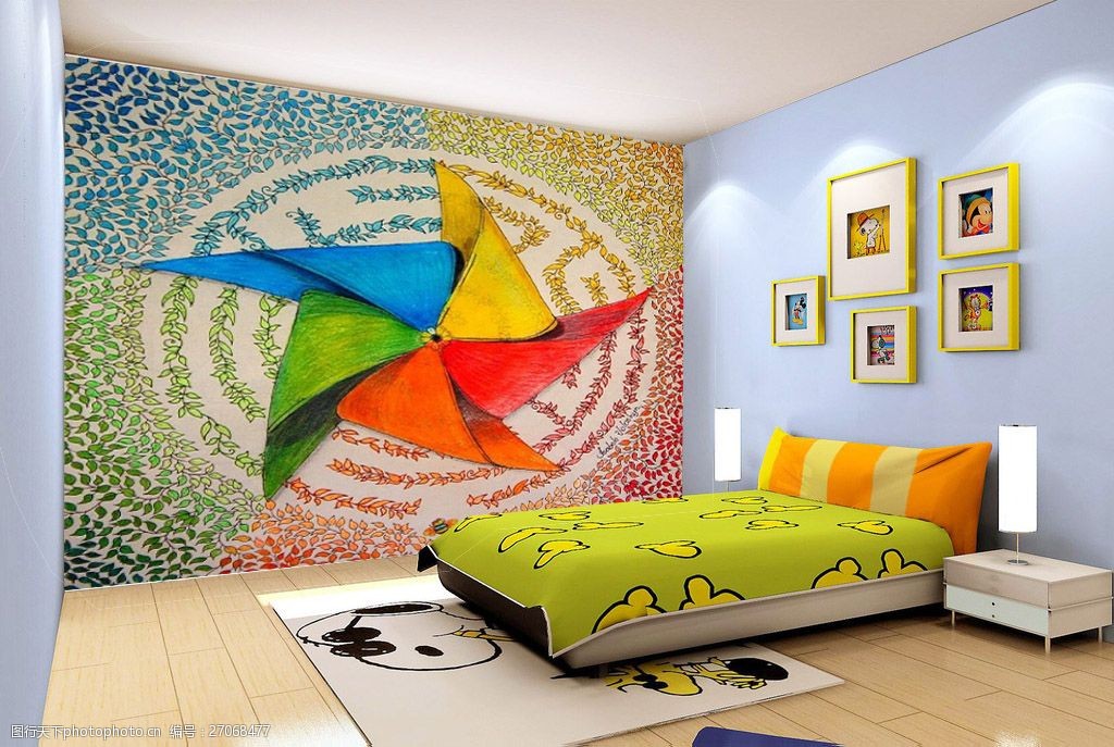 关键词:卧室背景墙手绘图案秘密花园 jpg 背景墙效果图 壁画 壁纸