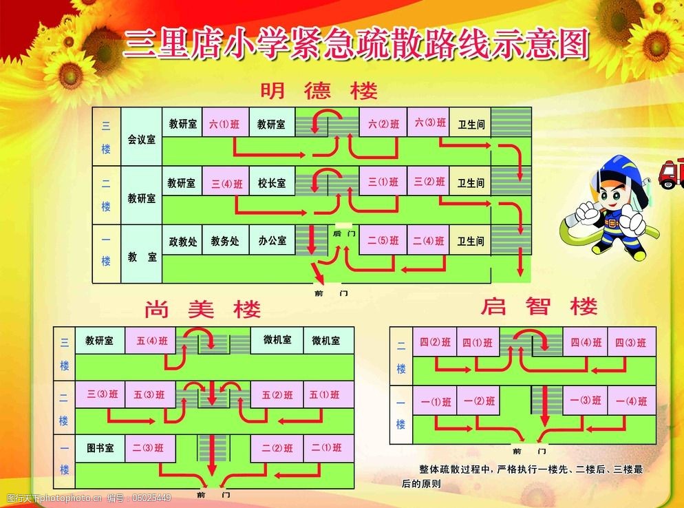 教学楼紧急疏散示意图图片