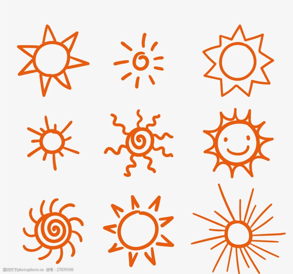手绘太阳矢量素材