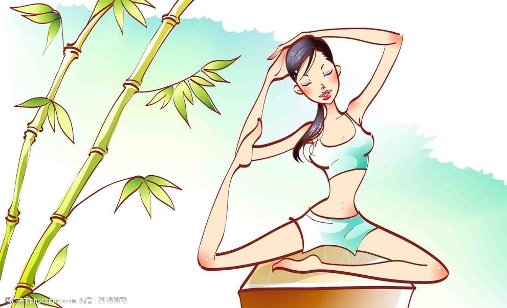 运动瑜伽卡通美女